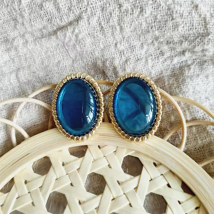 Wholesale vintage Palace style gentle elegant oval sapphire antique stud earrings