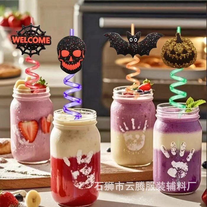 Wholesale 10pcs Silver powder  cartoon bar personality straw stickers party decoration straw stickers