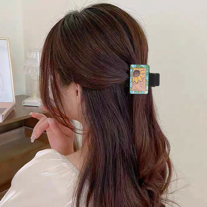 Wholesale Western Style Sunflower Cactus Leather Hairpin Combination suit Shark Clip Women' s Grab