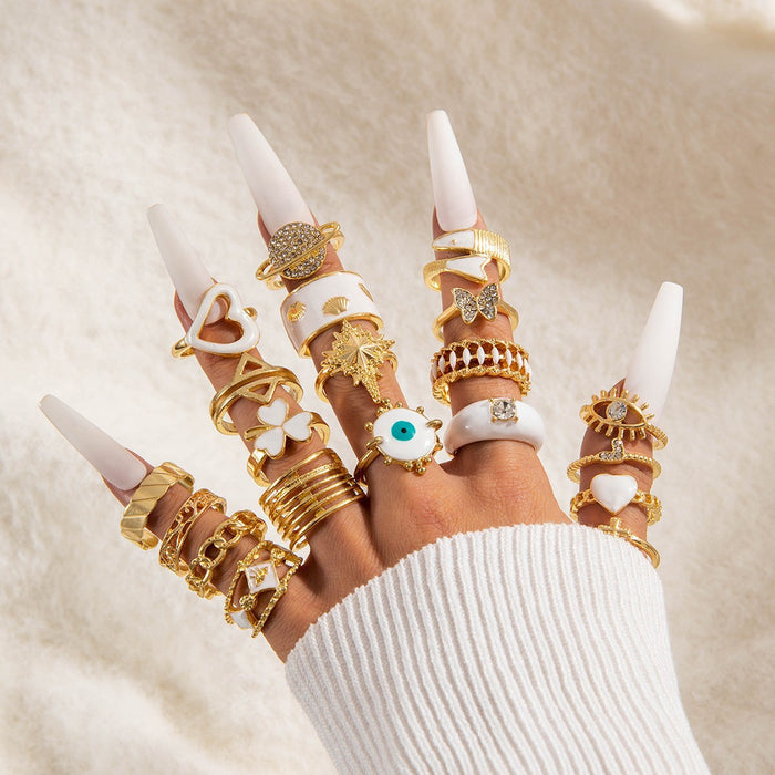 Wholesale Flower Pearl Ring Set – Fashion Accessory Dripping Oil Design MOQ≥5