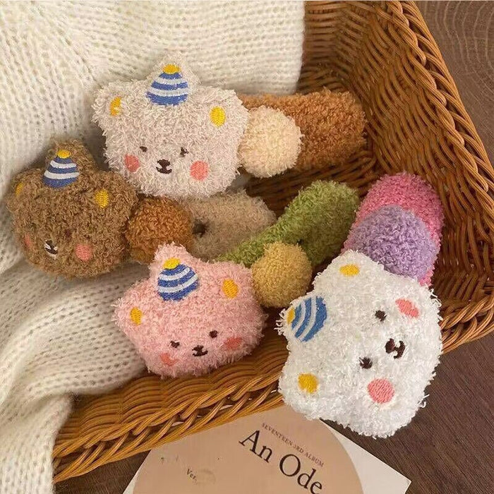 Wholesale  Plush Bear Cute Duckbill Clip Large Hairpin Headwear Back Head Girl Hairpin