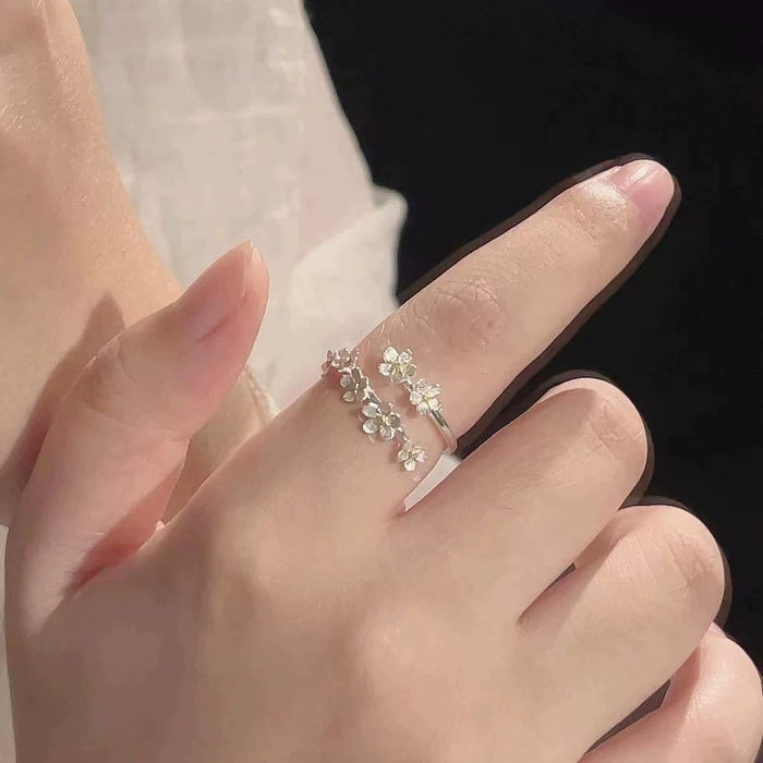Wholesale Flower ring for niche design, light luxury, simple temperament, adjustable opening ring