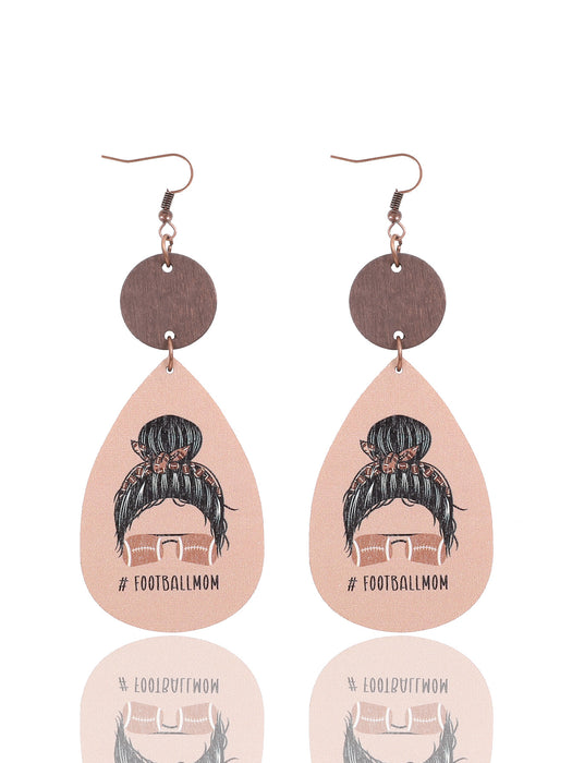 Wholesale Thin Wood Chip Earrings Creative Drop-Shaped Women' s Sports Style Earrings