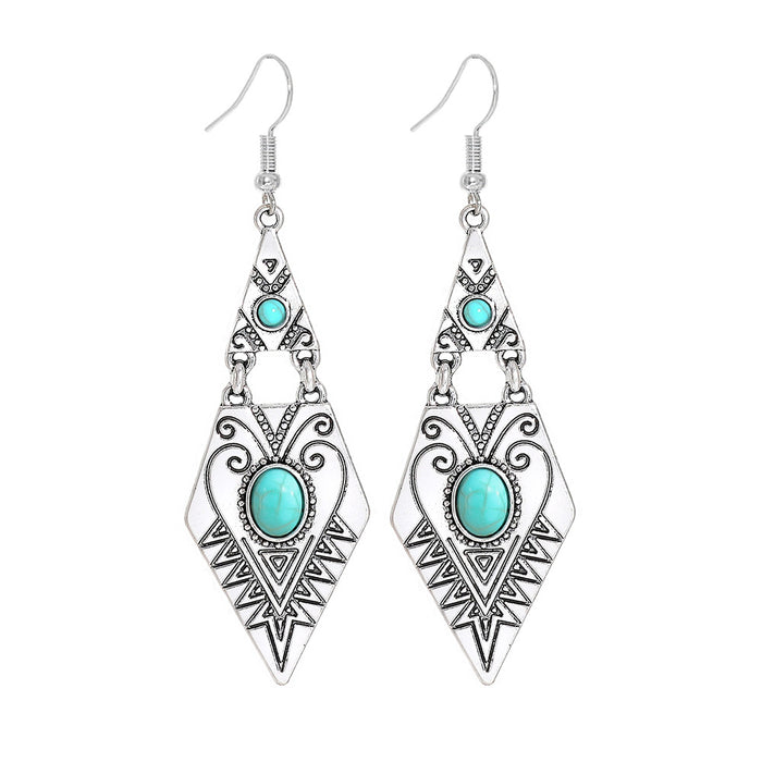 Wholesale Ancient Silver Zinc Alloy Bohemian Triangle Earrings Geometric Retro Fashion Accessory MOQ≥2