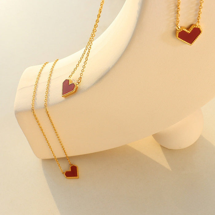 Wholesale Love collarbone chain titanium steel necklace gold-plated retro peach heart versatile accessory jewelry