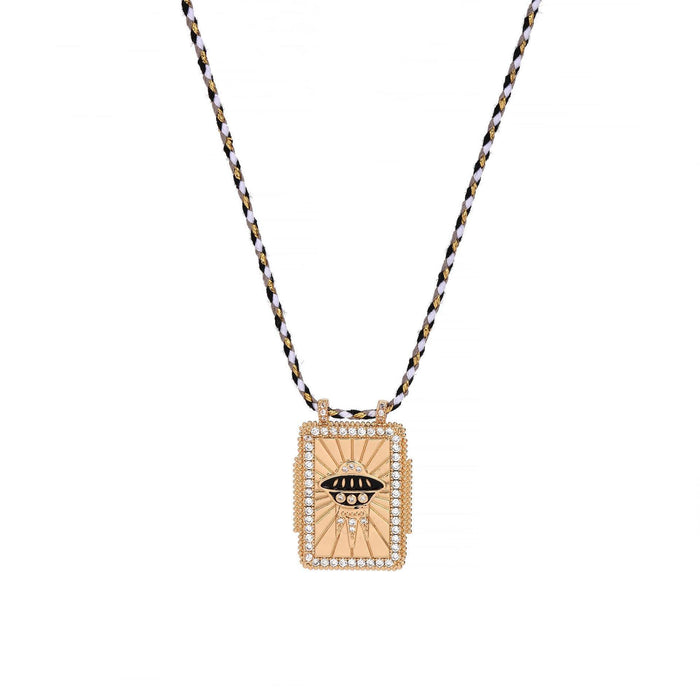 Wholesale Trendy Tarot Card Pendant Necklace Abalone Shell Inlay Copper Electroplated Women S Fashion Jewelry Gift