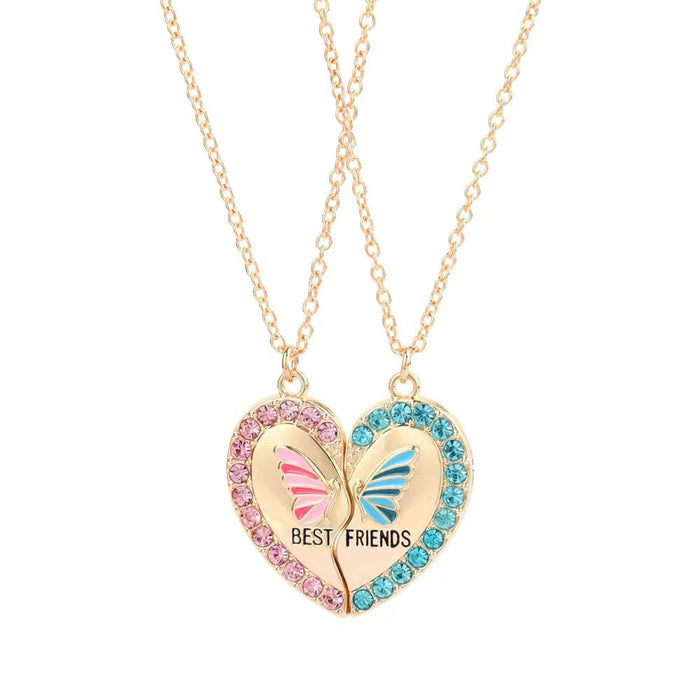 Wholesale Alloy Heart Butterfly Diamond Necklace JDC-NE-Zhuoa003