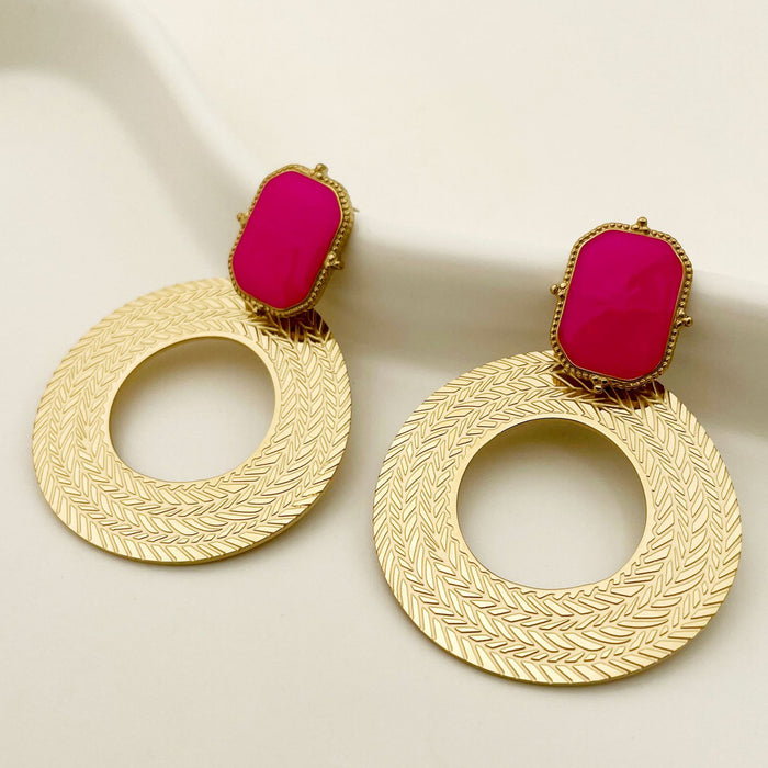 Wholesale all-match metal round stainless steel earrings drop earrings