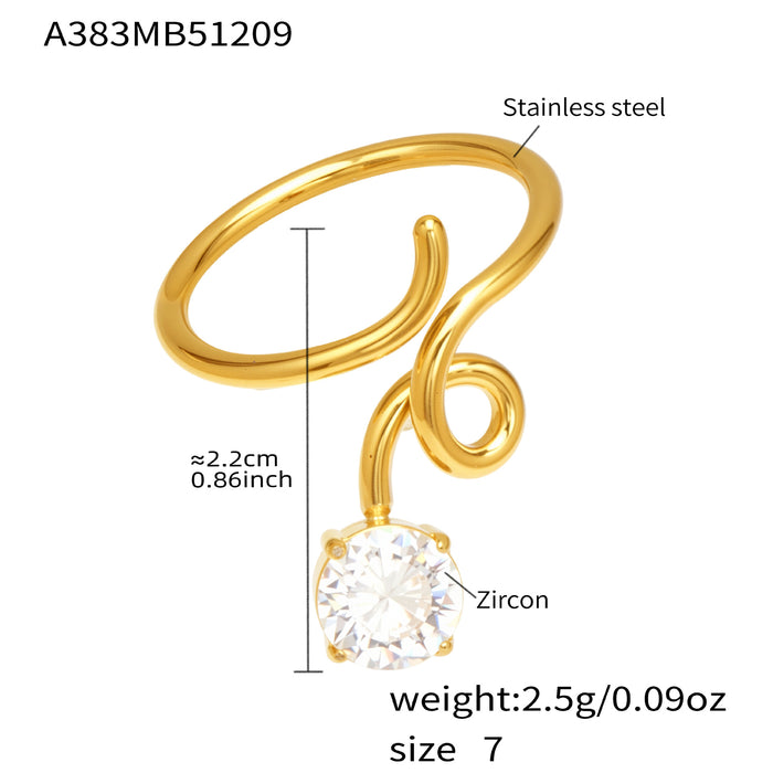 Wholesale Open Stainless Steel Ring with Fine Diamond Setting