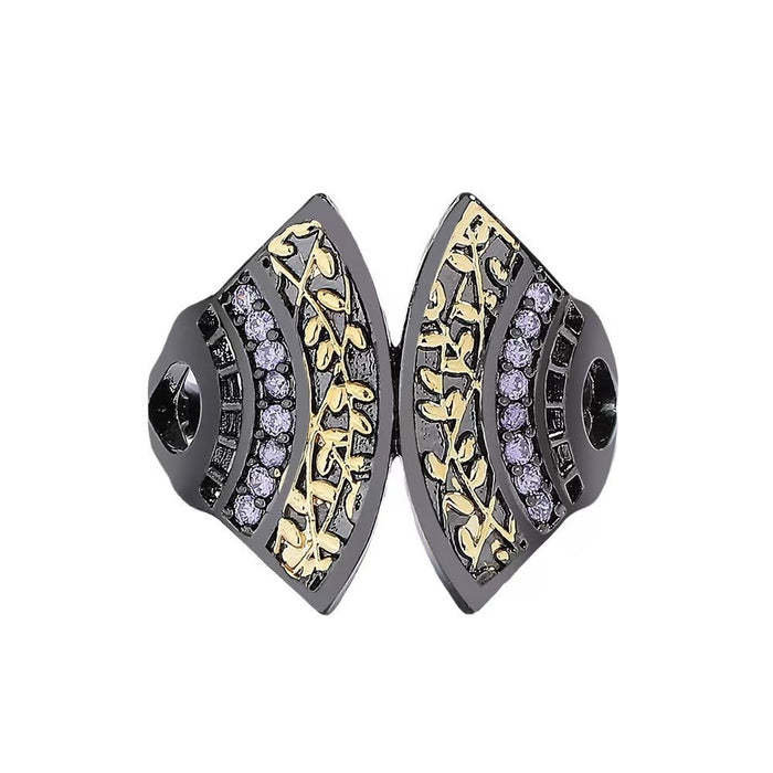 Wholesale Black Gold Dual Color Diamond Set Alloy Ring JDC-RS-Yud020