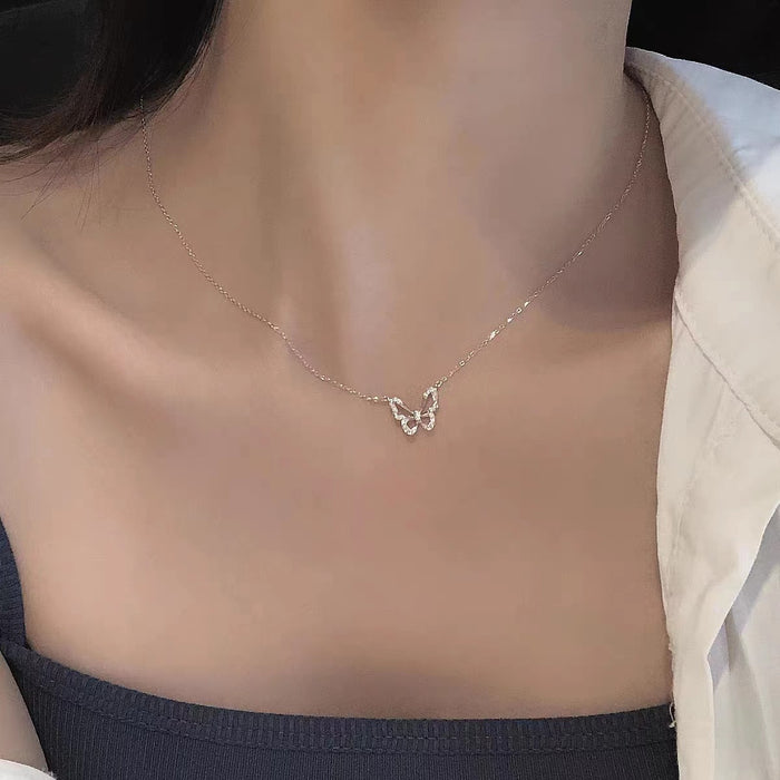 Wholesale Titanium steel necklace, butterfly pendant, high-end and versatile, new collarbone chain, simple accessory