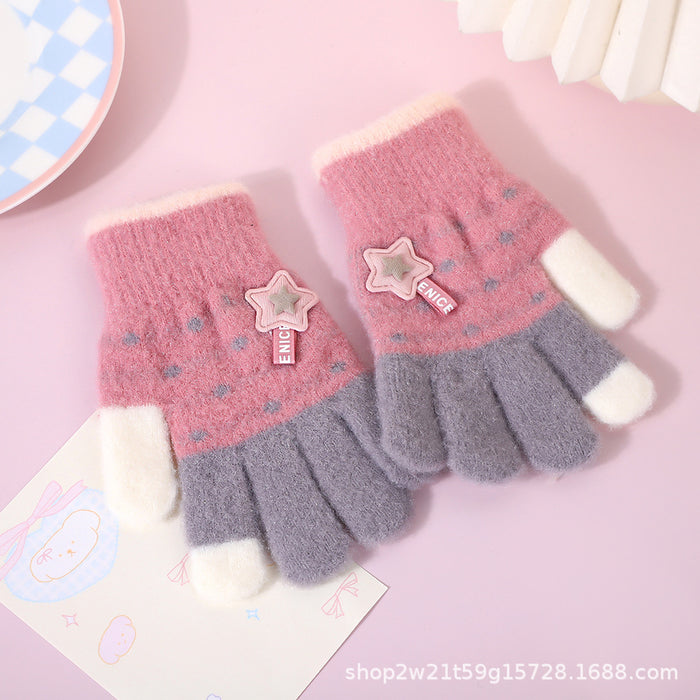 Wholesale Cute Star-Shaped Cold-Weather Knitted Gloves