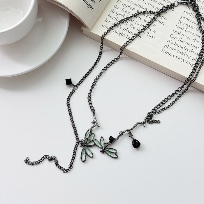 Wholesale Inlaid collarbone chain earrings, niche design necklace earrings