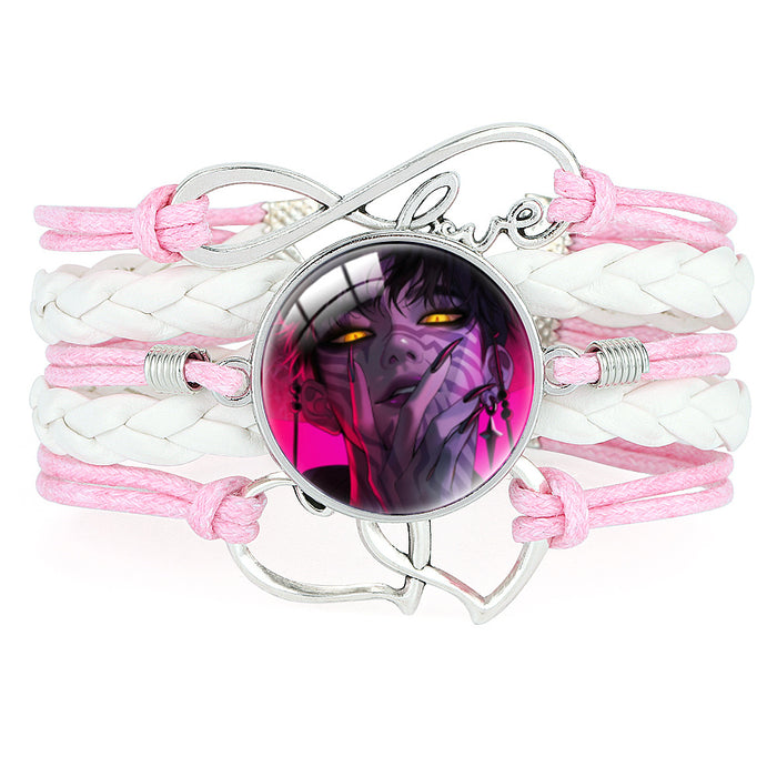 Wholesale KPOP Multi-layered Color-blocked Anime Character Crystal Bracelet