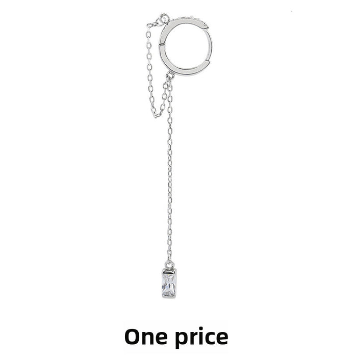 Wholesale Tassel Zircon Earrings Personalized Circle Long Earrings Earrings Square Diamond Full Diamond Chain Earrings Buckle