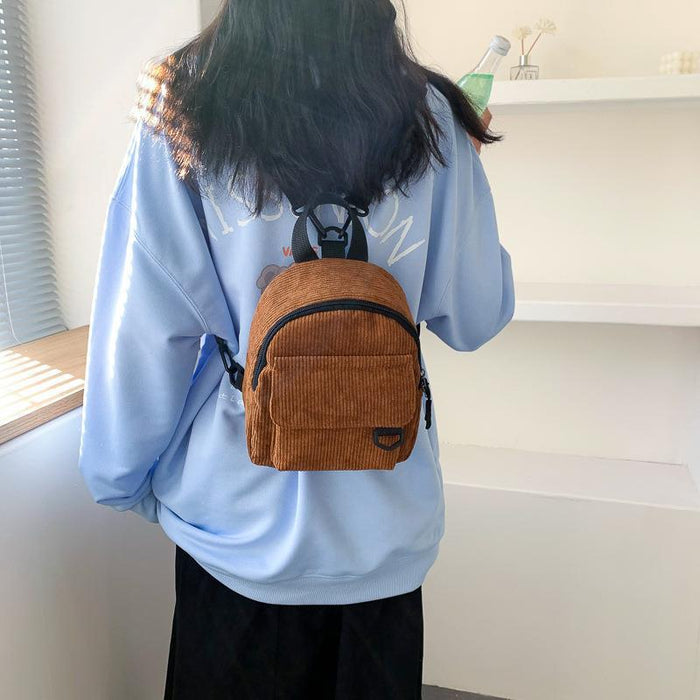 Wholesale Corduroy Solid Color Backpack JDC-BP-Feil001