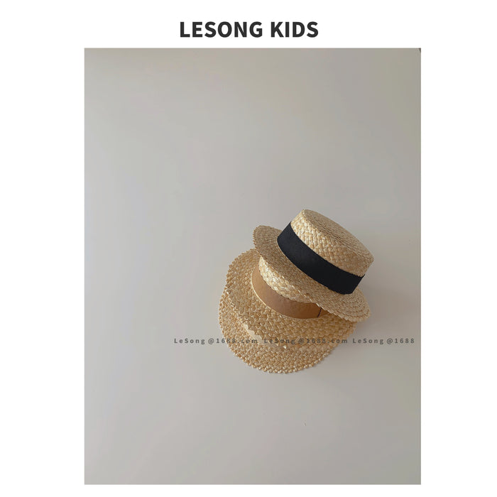 Wholesale Children's Straw Hat Sun Hat Sunscreen Hat Flat Top Hat Fisherman Hat