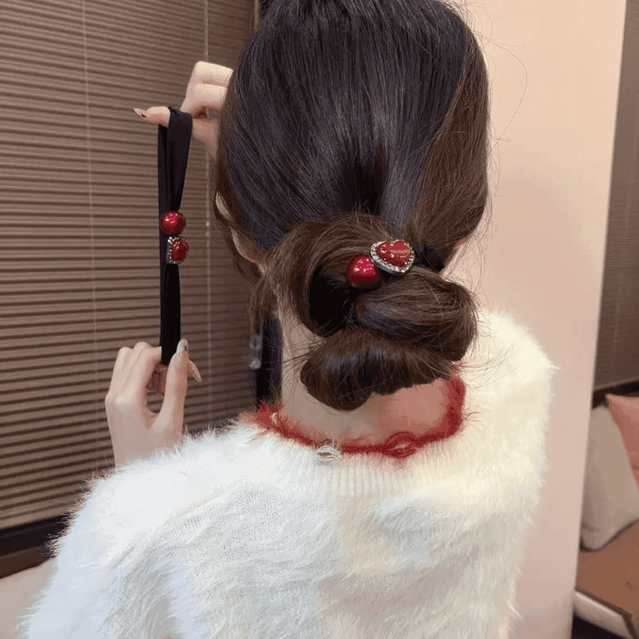 Wholesale Lover Light Luxury Red Bean Small Intestine Hair Ring Ball Head Pontail Hair Rope Fashion Hair Ring