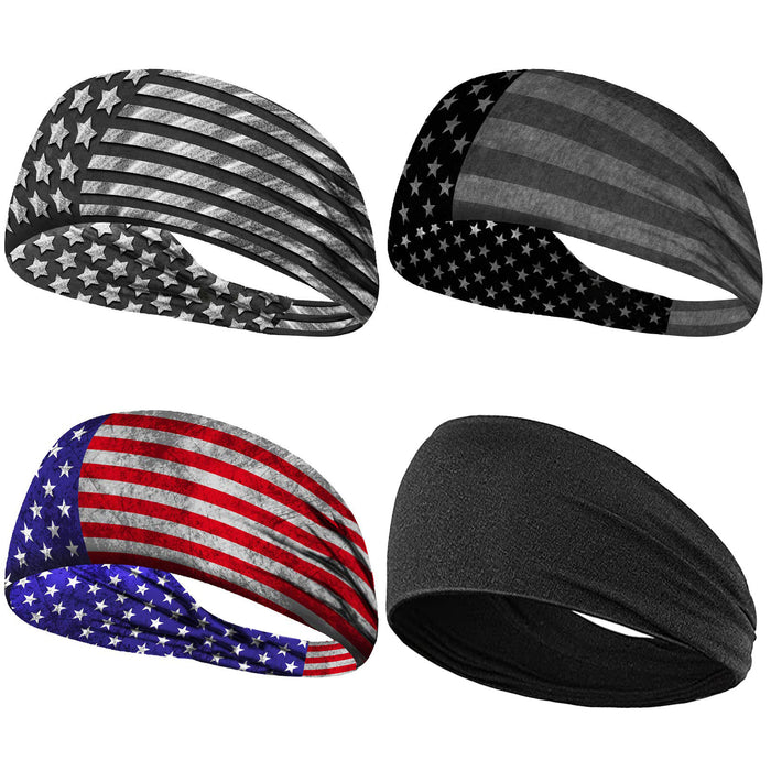 Wholesale American Flag Independence Day Stars Knotted Sweat Absorbent Sports Bundle Fabric Headband JDC-HD-YunQ002