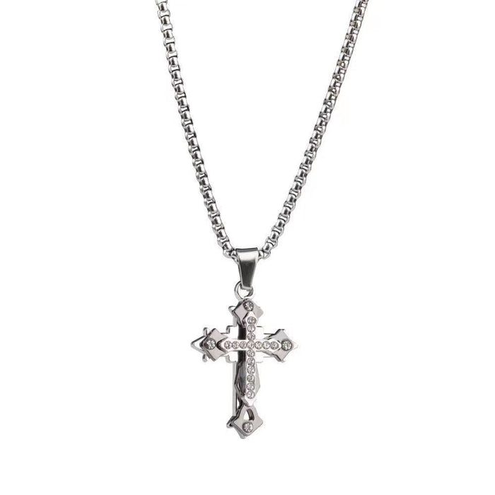 Wholesale Alloy Diamond Cross Men's Necklace JDC-NE-DanYuan007