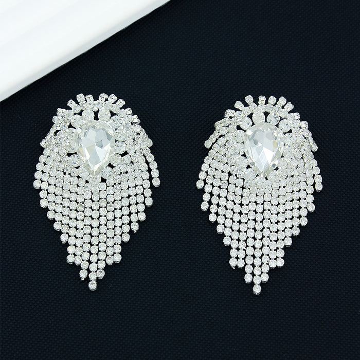 Wholesale Shiny Rhinestone Tassel Earrings Personalized Popular Women's Trend Diamond Earrings