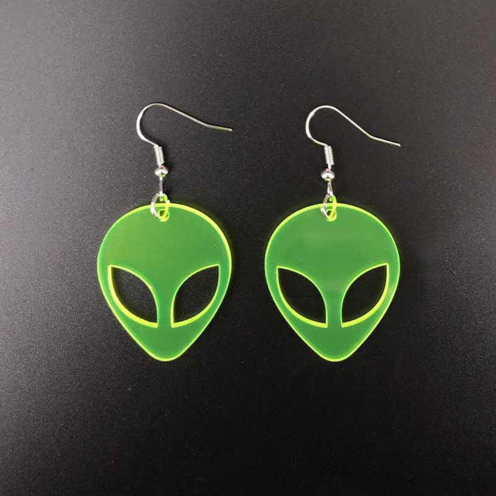 Wholesale  acrylic transparent fluorescent green alien earrings  jewelry