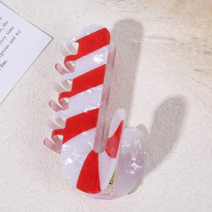 Wholesale Christmas Acrylic Claw Clip Gingerbread Man Candy Cane Design Hair Accessory For Everyday Styling