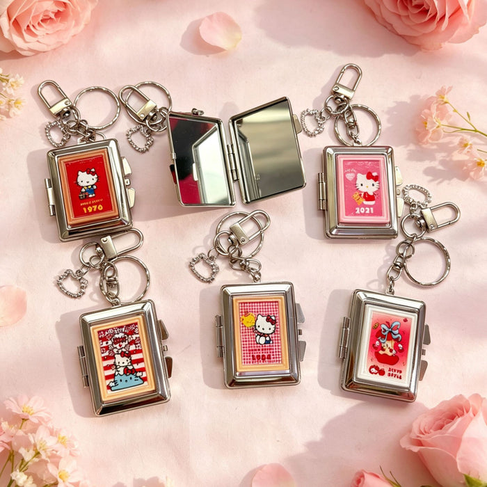 Wholesale Cartoon Cosmetic Mirror Keychain Double-Sided with Chain Zinc Alloy Bag Charm