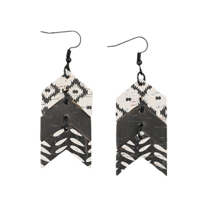 Wholesale Fishtail Multi-Layer Splicing Wooden Earrings