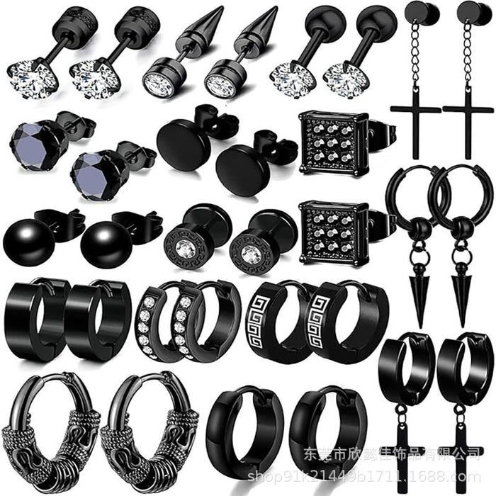 Wholesale 16 pairs of earrings set with stainless steel cross earrings