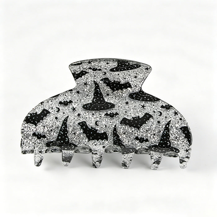 Wholesale Stylish  Shark Claw Hair Clips Ghost Pumpkin Black Cat Print Women Hair Accessory