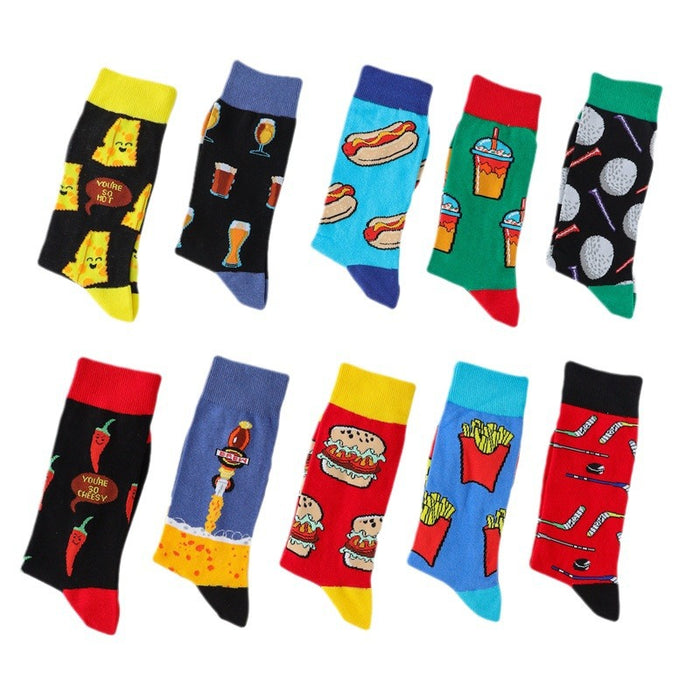 Wholesale Hamburger French Fries Cartoon Cotton Middle Socks JDC-SK-HuiHe047