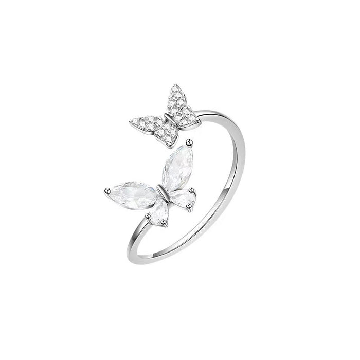 Wholesale Butterfly ring, female niche design, high-end, light luxury, index finger ring, versatile and open mouth ring