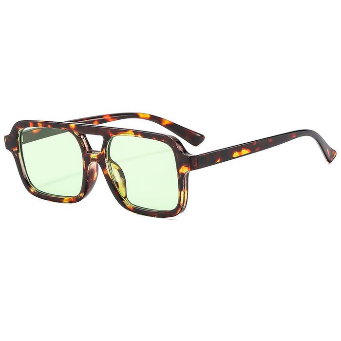 Wholesale Double-Beam Square Frame Leopard Print Sunglasses