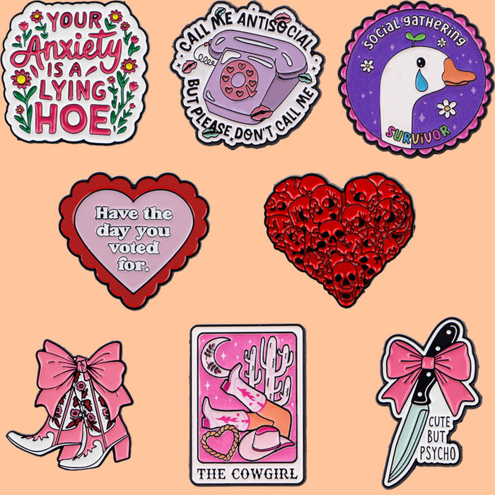Wholesale 5pcs Metal Cowgirl Alloy Heart Badge