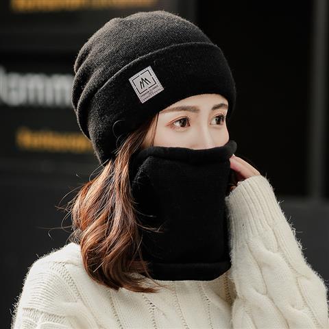 Wholesale Hat Women's Winter Leisure Cycling Warm Fleece-lined Thickened Cold-proof Ear Protector Women's Neck Wool Cap Autumn and Winter