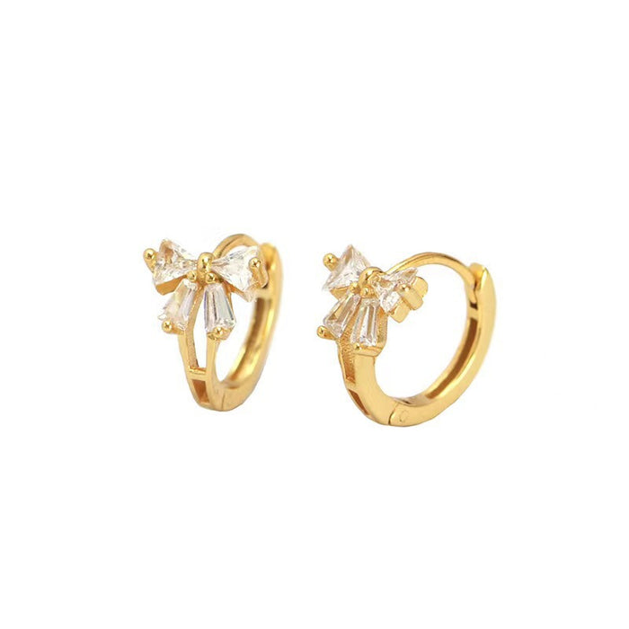 Wholesale Silver Needle Bow Ear Buckle New Round Earrings