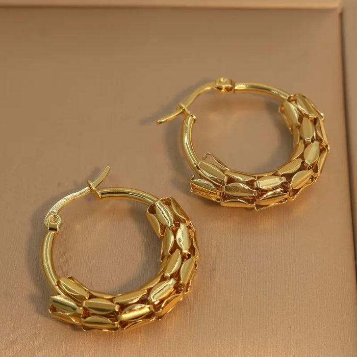 Wholesale Stainless steel mesh rice ear earrings