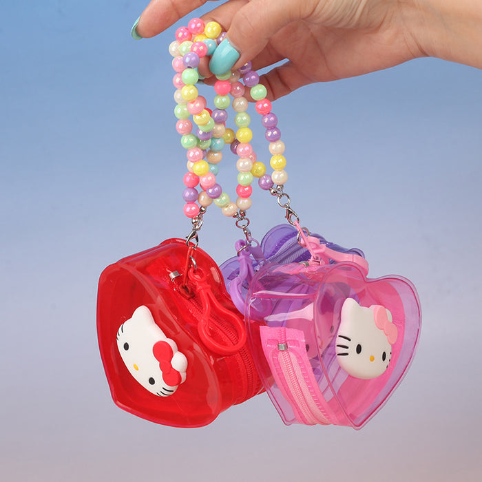 Wholesale Cute Cat Heart Shaped Transparent PVC Coin Purse Stylish Small Wallet
