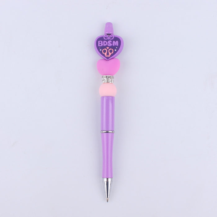 Wholesale Cute Cartoon Silicone Beaded Pen Creative DIY Colorful Plastic Multi-Function Gel Pen (M) JDC-BP-GuangTian012