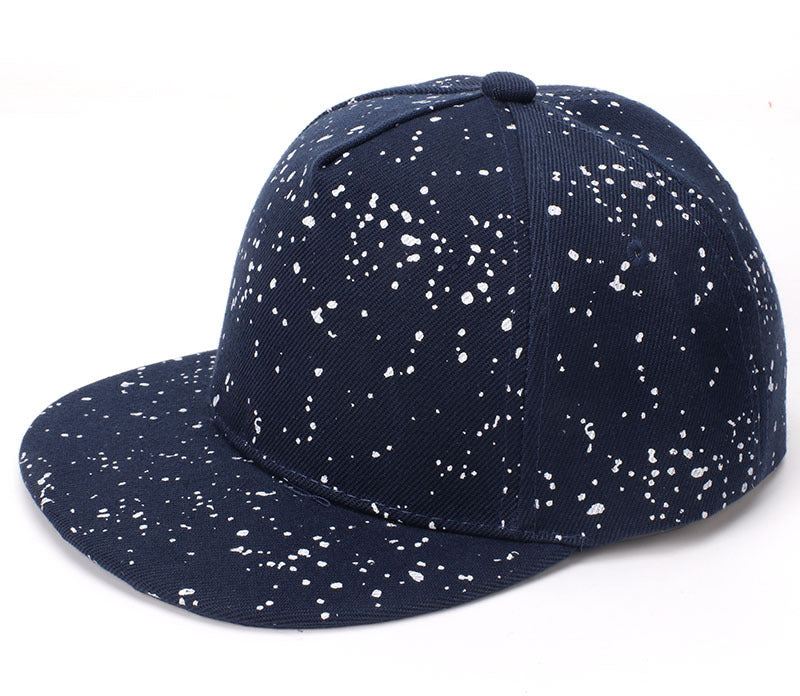 Wholesale Trendy Inkjet Print Kids Flat Brim Baseball Cap Adjustable Black Casual Street Style