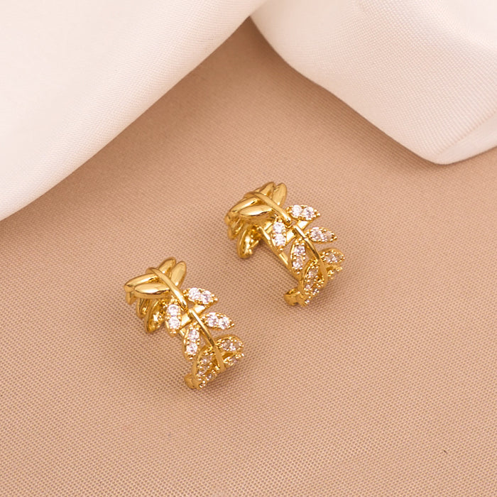 Wholesale Wheat Earrings Interlocking Women' s Style Micro-painted Zirconia