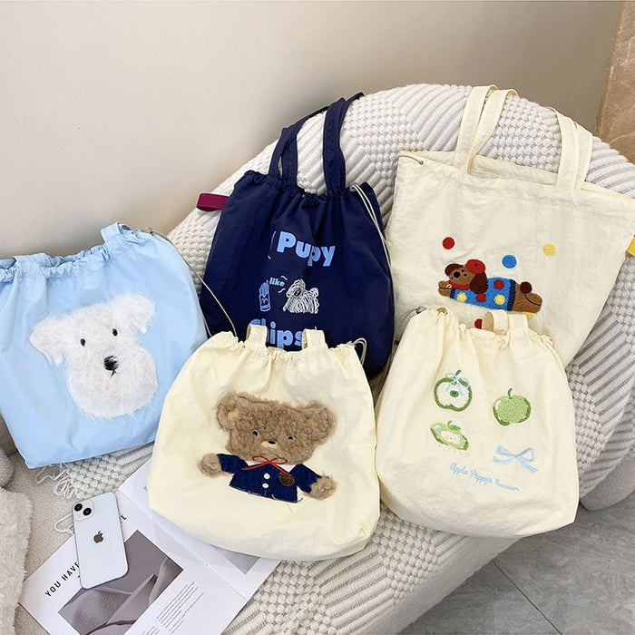 Wholesale Cute embroidery versatile artistic shoulder bag tote bag large capacity commuting shoulder bag