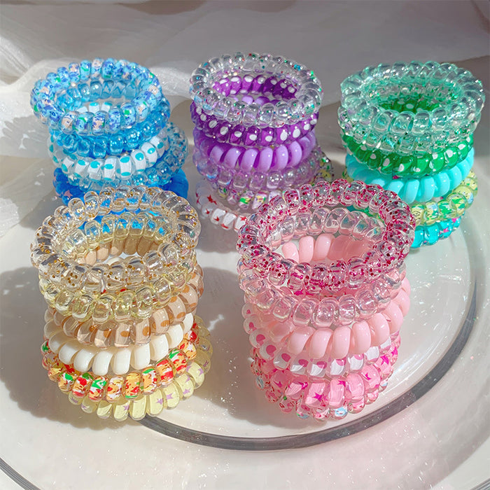 Wholesale Summer Gradual Color Telephone Line Hair Rope Girl's Hair Rope High Elastic Ball Hair Band Rubber Band Headwear