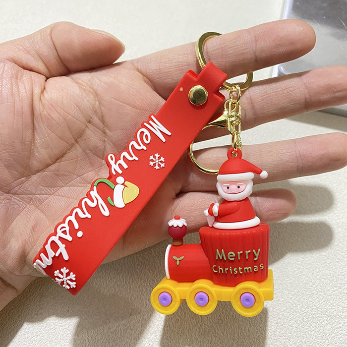 Wholesale Santa Snowman Keychain Car Bag Christmas Snowman Keychain Doll Machine Pendant Small Gift