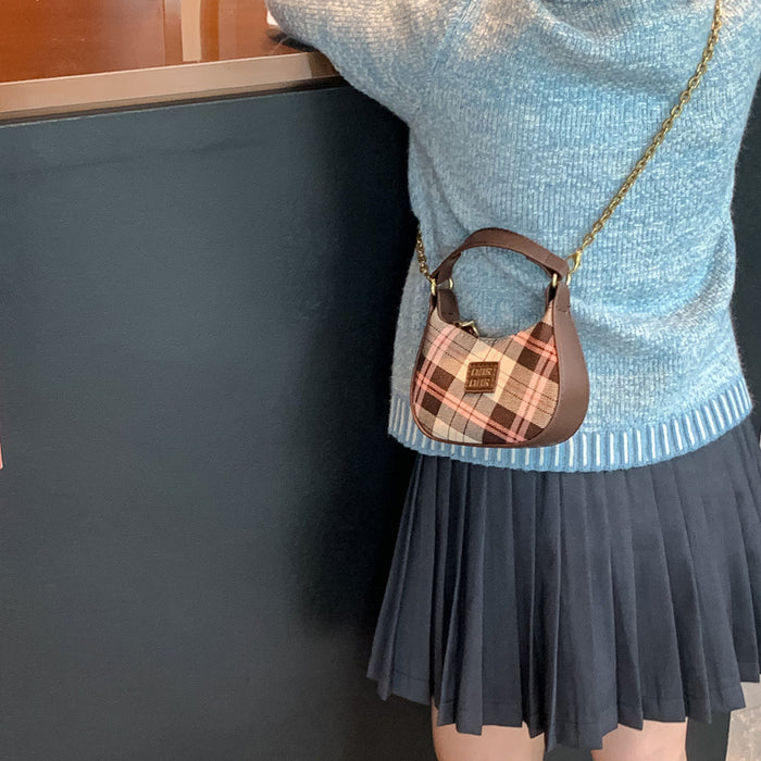Wholesale Plaid handbag, children's crossbody bag, fashionable underarm shoulder bag