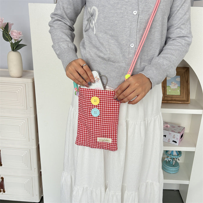 Wholesale Stylish Plaid Button Crossbody Phone Bag Women S Everyday Casual Large Capacity Fashion Accessory Gift