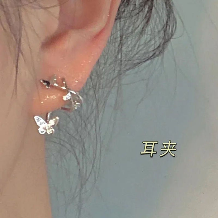 Wholesale Light luxury and agile without ear holes, butterfly pearl tassel ear bone clip, high-end earring design, earrings for women