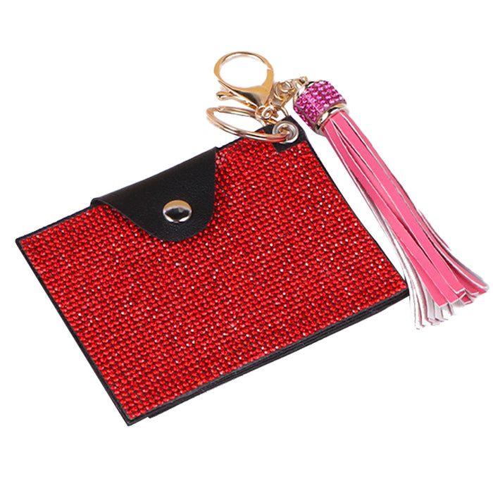 Wholesale Glass Tassel Keychain Card Holder Chic Trendy Car Key Accessory Gift For Party Boutique Resale