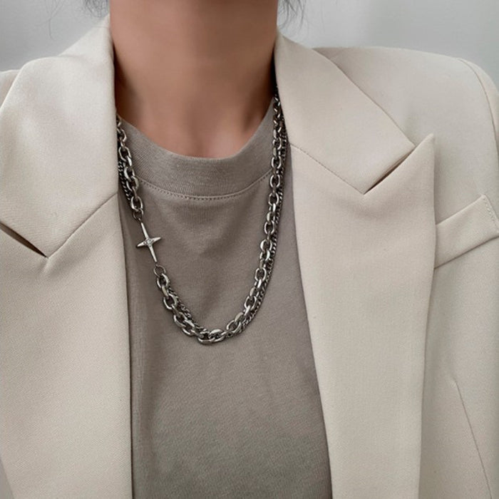 Wholesale Men's necklace, men's niche design, high street chain accessories, sweater chain, women's trendy brand